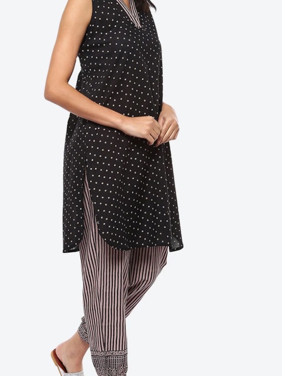 Biba Tops - Biba Bandhani Printed Kurta Top Women Sz 36 Sleeveless V Neck Cotton boho